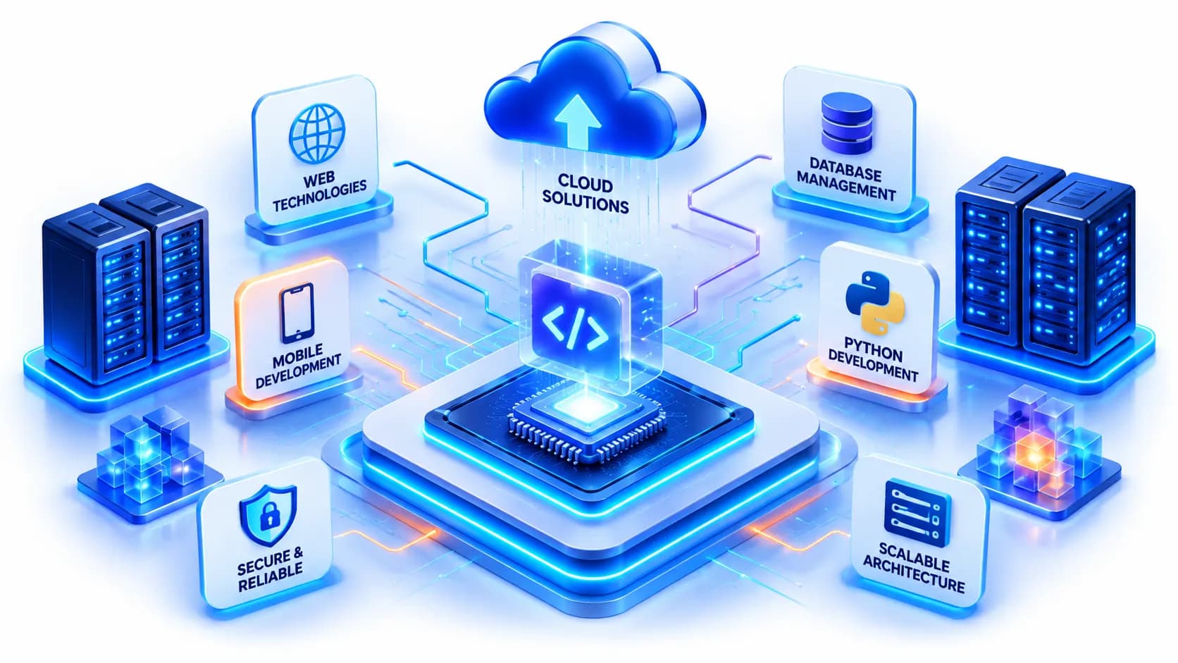 Kiash Infotech technology stack—web, mobile, cloud, Python, databases and secure architecture