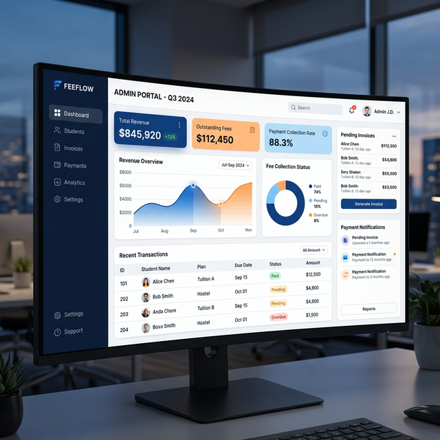 School ERP fees dashboard compared with custom education software